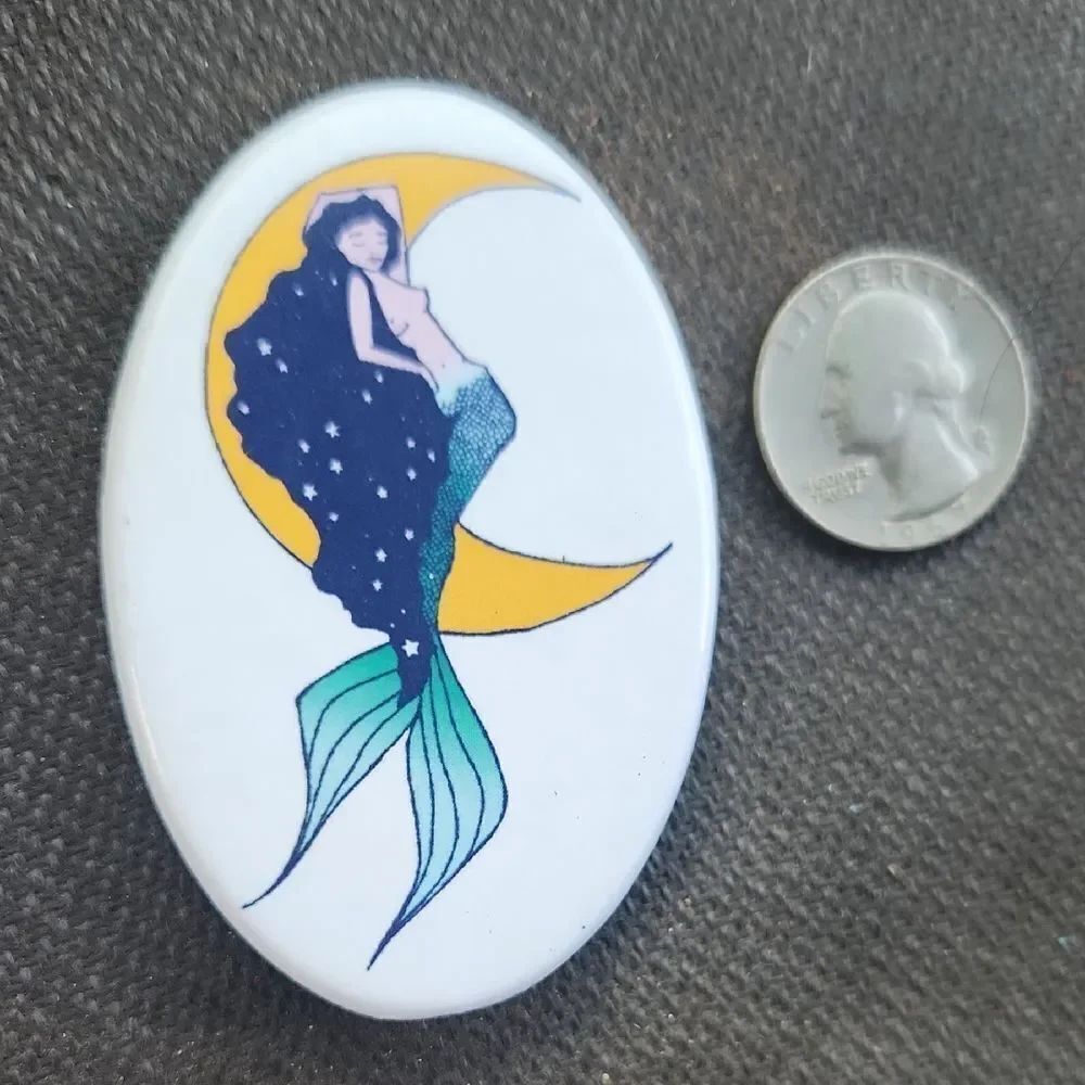 Mermaid Moon Brooch Pin